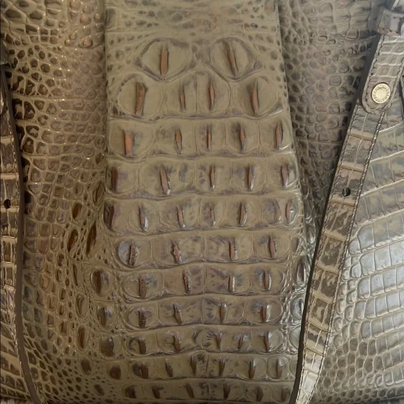 Brahmin Melbourne, Tan Crocodile Embossed Leather Shoulder Bag - Picture 4 of 12